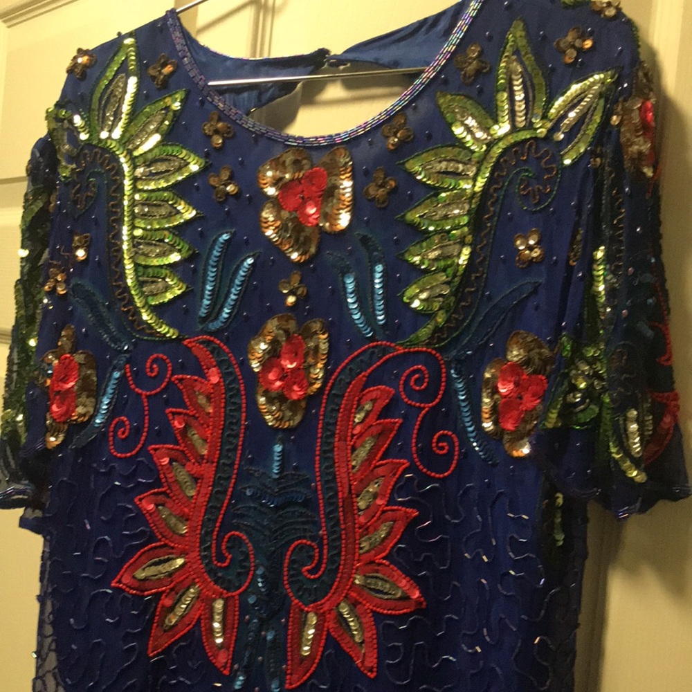 Vintage Sequins beaded dress keyhole open back